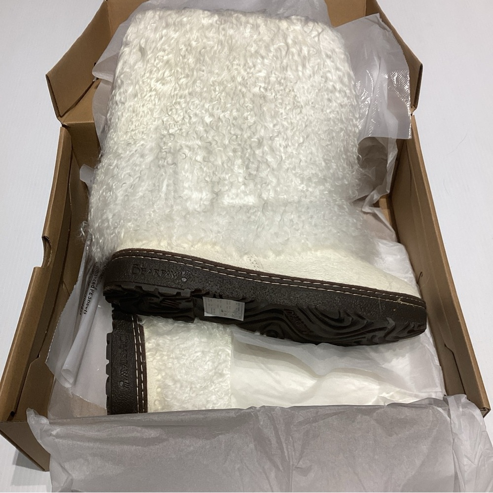 Bearpaw Casual Boots Women Boetis II Curly White Lamb Cow Hair 1294W Size 9